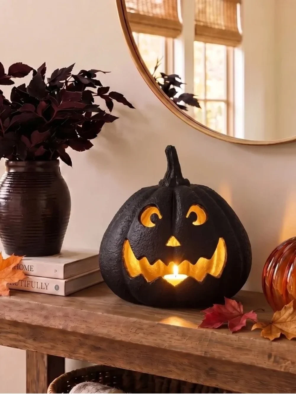 My Texas House Halloween Jack-o'-Lantern Tabletop Decoration, Black, 9